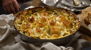 Gratin poireaux–Saint-Jacques : si facile à préparer, parfait pour un vrai repas de fête