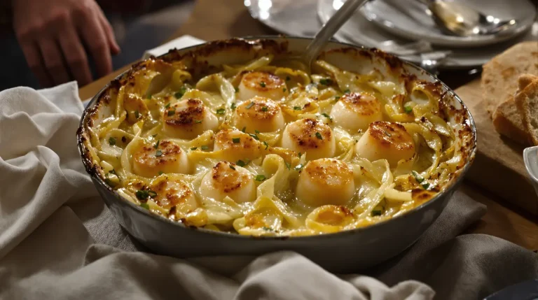 Gratin poireaux–Saint-Jacques : si facile à préparer, parfait pour un vrai repas de fête
